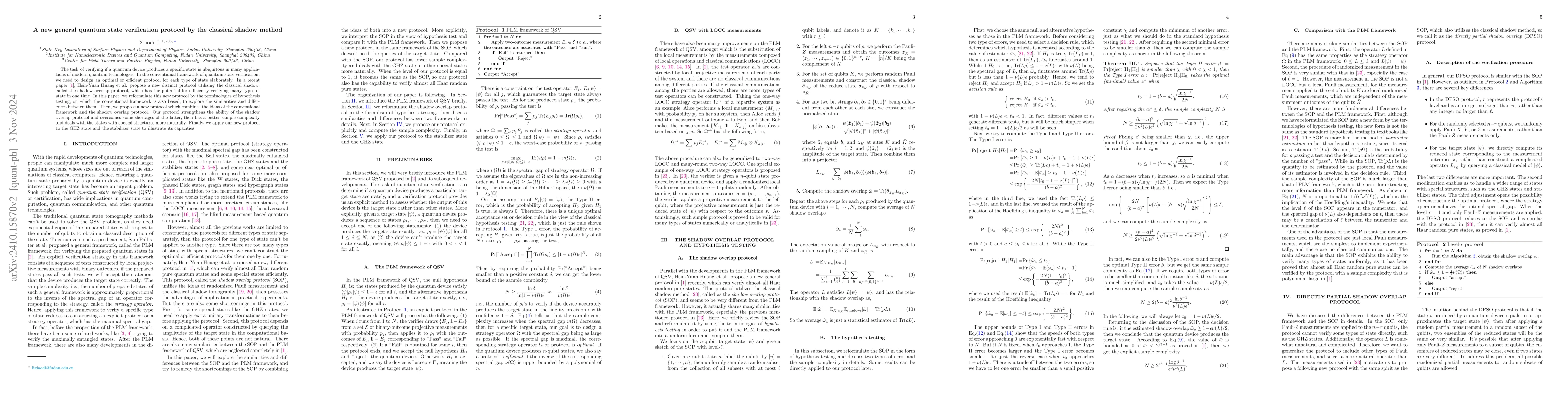 Thumbnail for A new general quantum state verification protocol by the classical
  shadow method