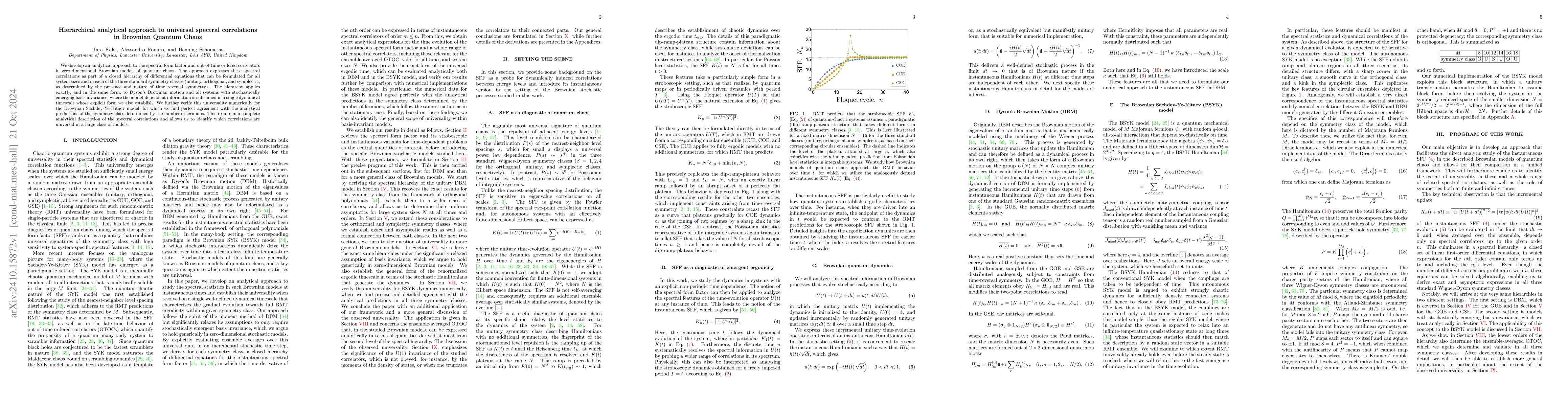 Thumbnail for Hierarchical analytical approach to universal spectral correlations in
  Brownian Quantum Chaos