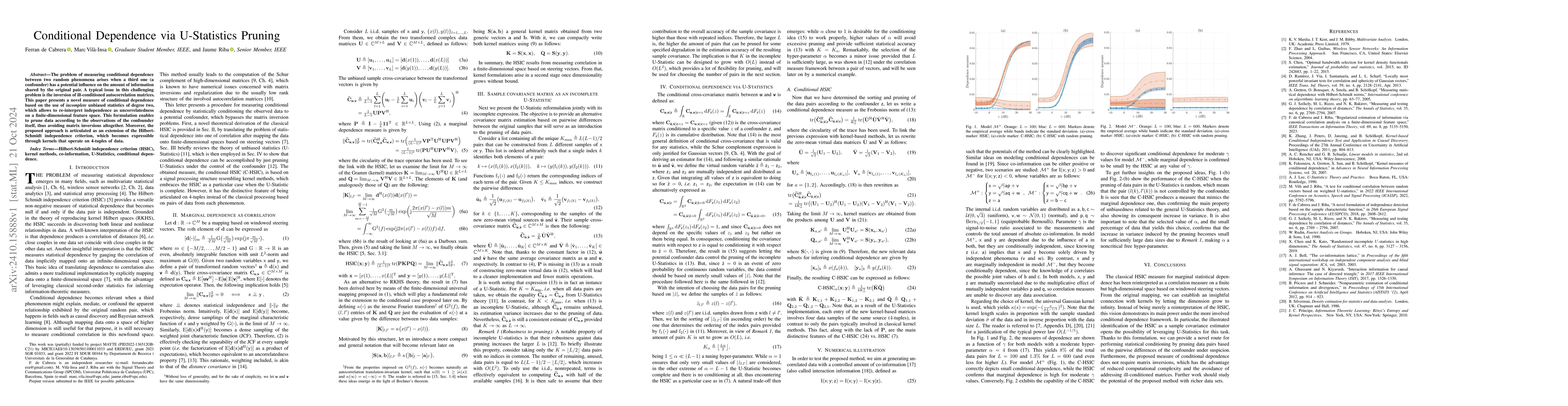 Thumbnail for Conditional Dependence via U-Statistics Pruning
