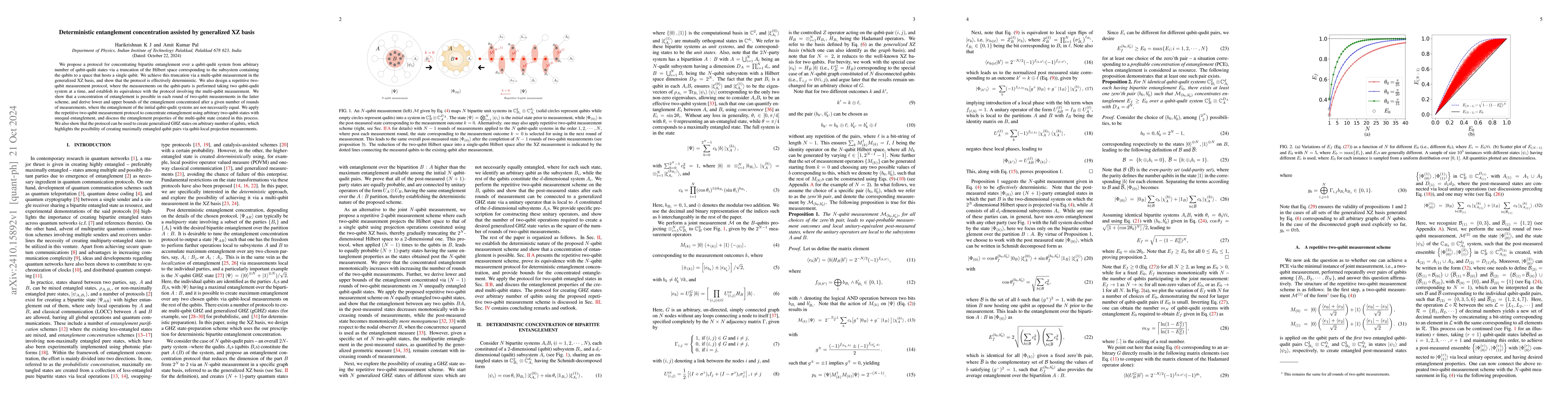 Thumbnail for Deterministic entanglement concentration assisted by generalized XZ
  basis