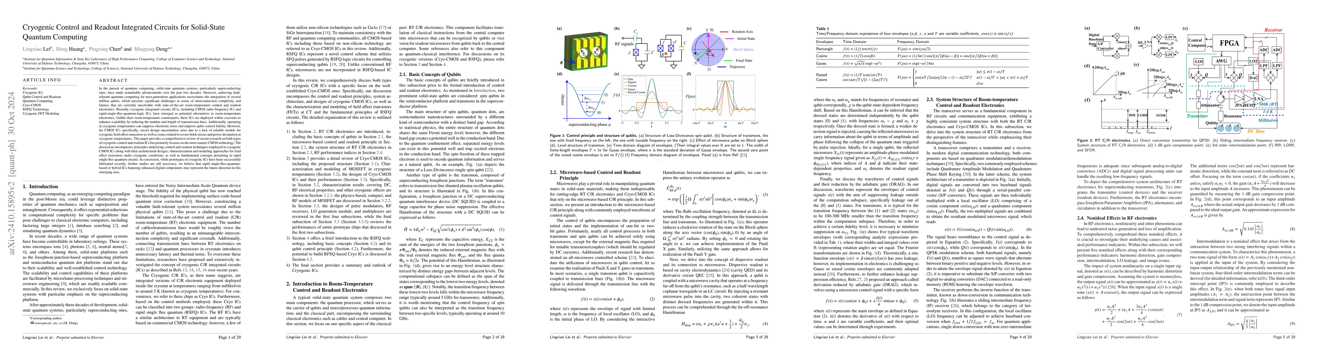 Thumbnail for Cryogenic Control and Readout Integrated Circuits for Solid-State
  Quantum Computing