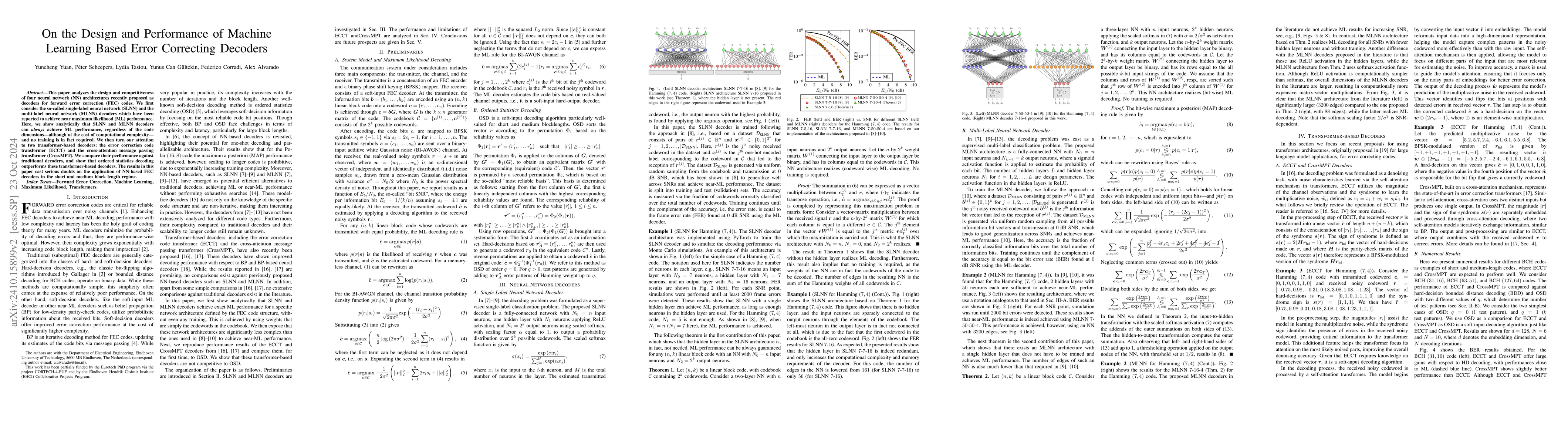 Thumbnail for On the Design and Performance of Machine Learning Based Error Correcting
  Decoders