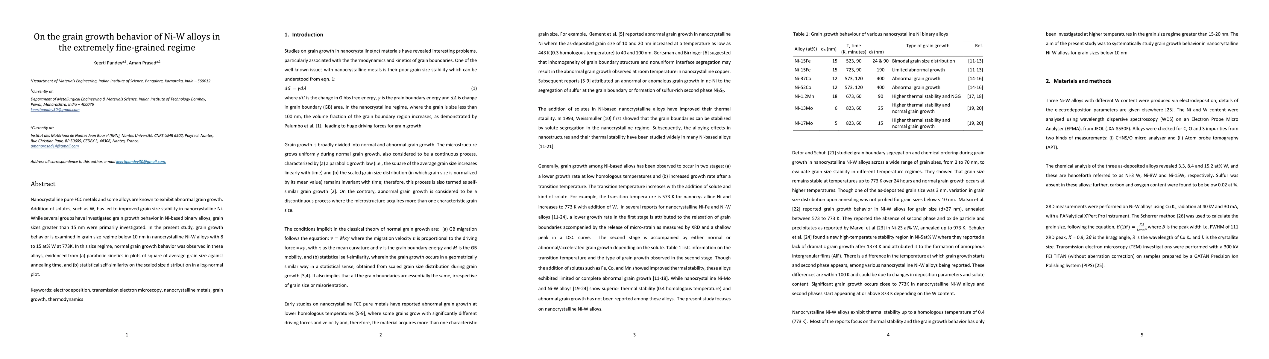 Thumbnail for On the grain growth behavior of Ni-W alloys in the extremely
  fine-grained regime