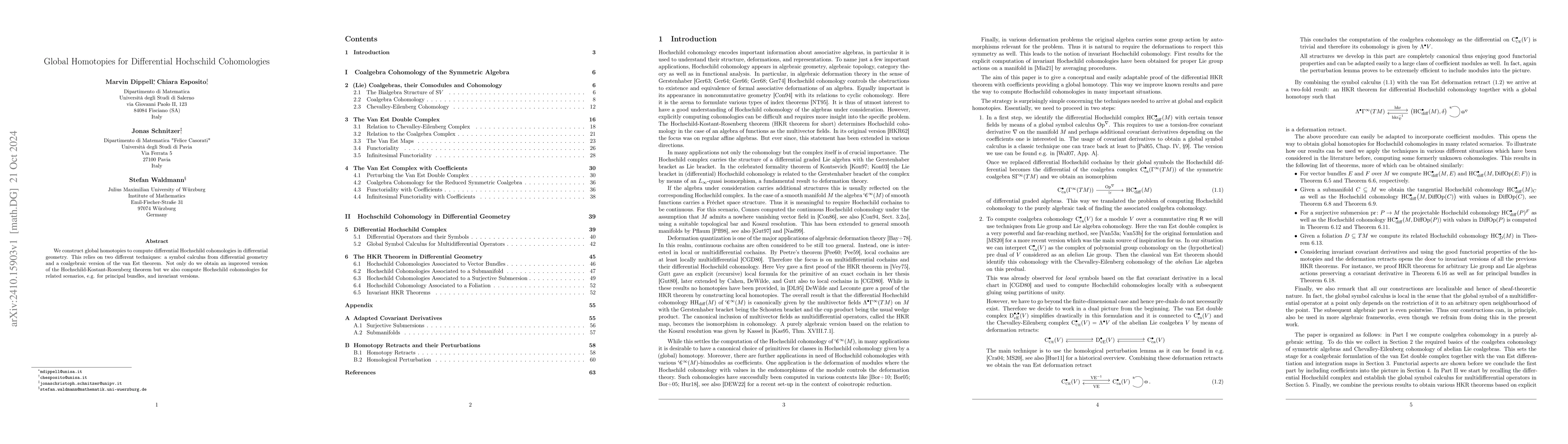Thumbnail for Global Homotopies for Differential Hochschild Cohomologies