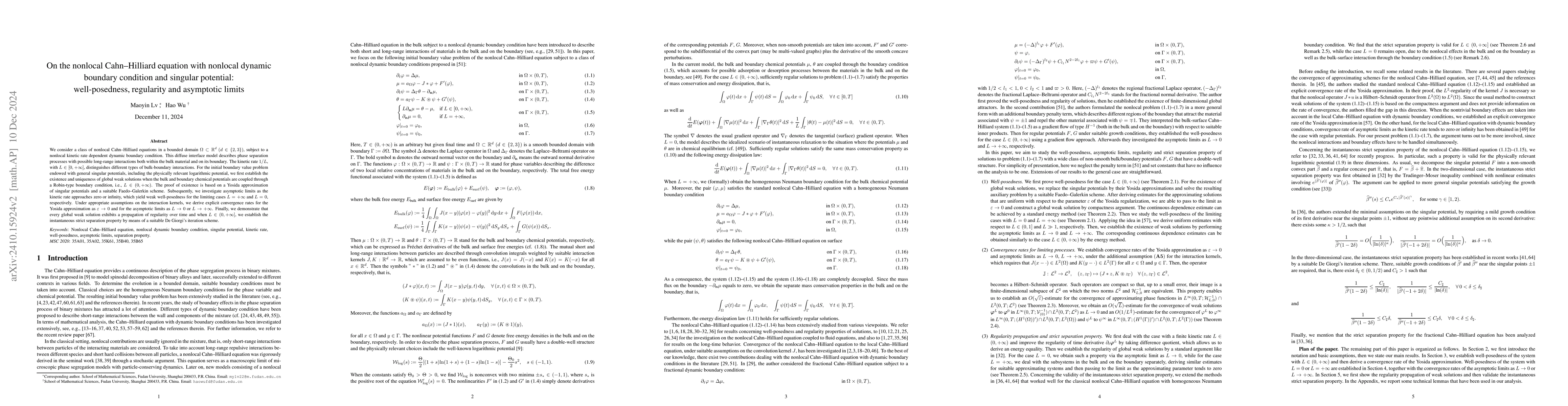 Thumbnail for On the nonlocal Cahn-Hilliard equation with nonlocal dynamic boundary
  condition and singular potential: well-posedness, regularity and asymptotic
  limits