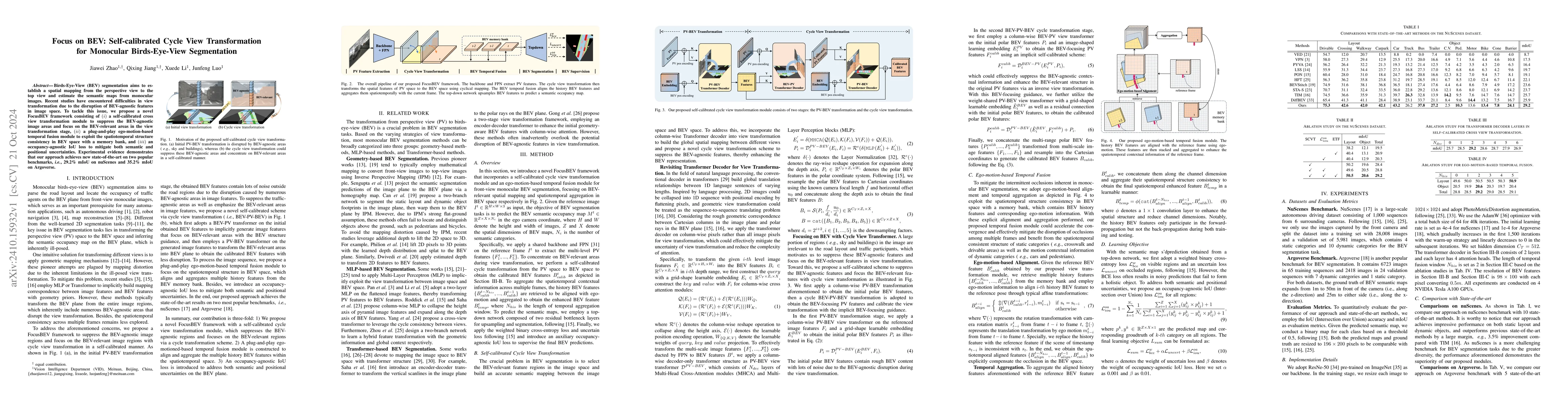 Thumbnail for Focus on BEV: Self-calibrated Cycle View Transformation for Monocular
  Birds-Eye-View Segmentation