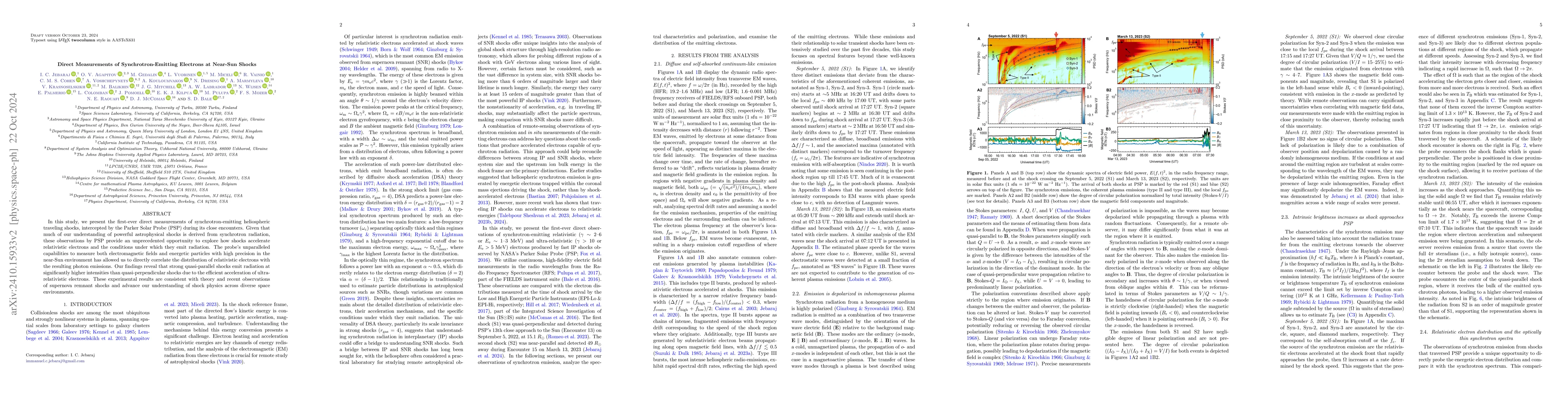 Thumbnail for Direct Measurements of Synchrotron-Emitting Electrons at Near-Sun Shocks