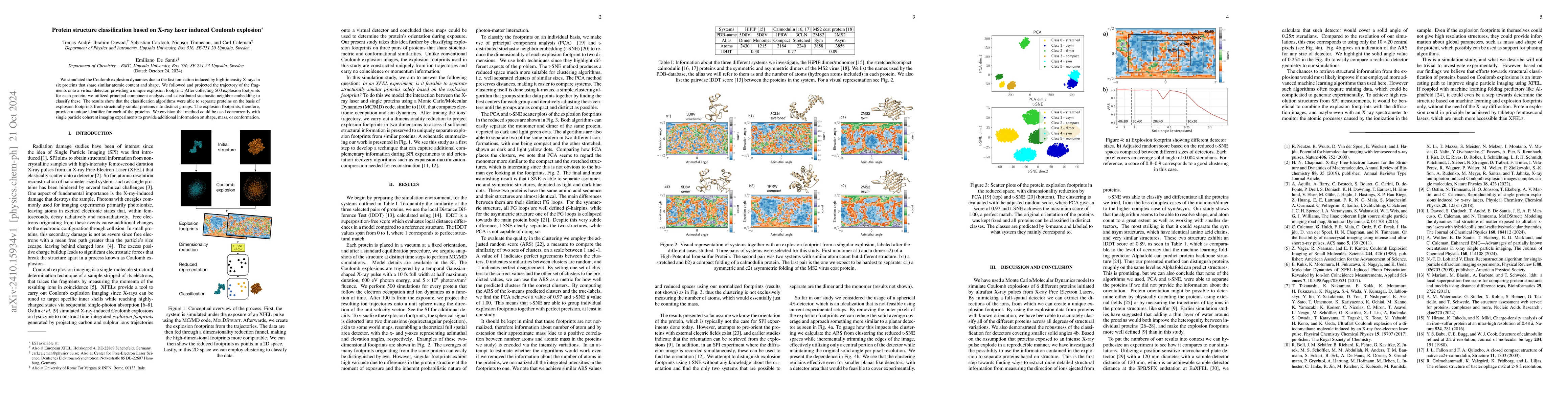 Thumbnail for Protein structure classification based on X-ray laser induced Coulomb
  explosion