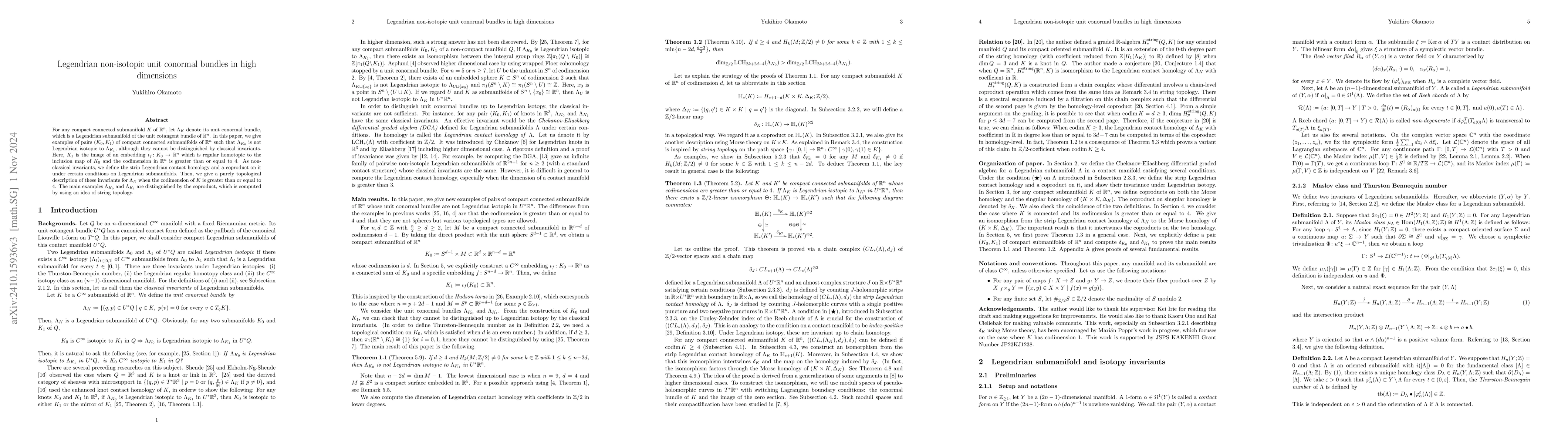 Thumbnail for Legendrian non-isotopic unit conormal bundles in high dimensions