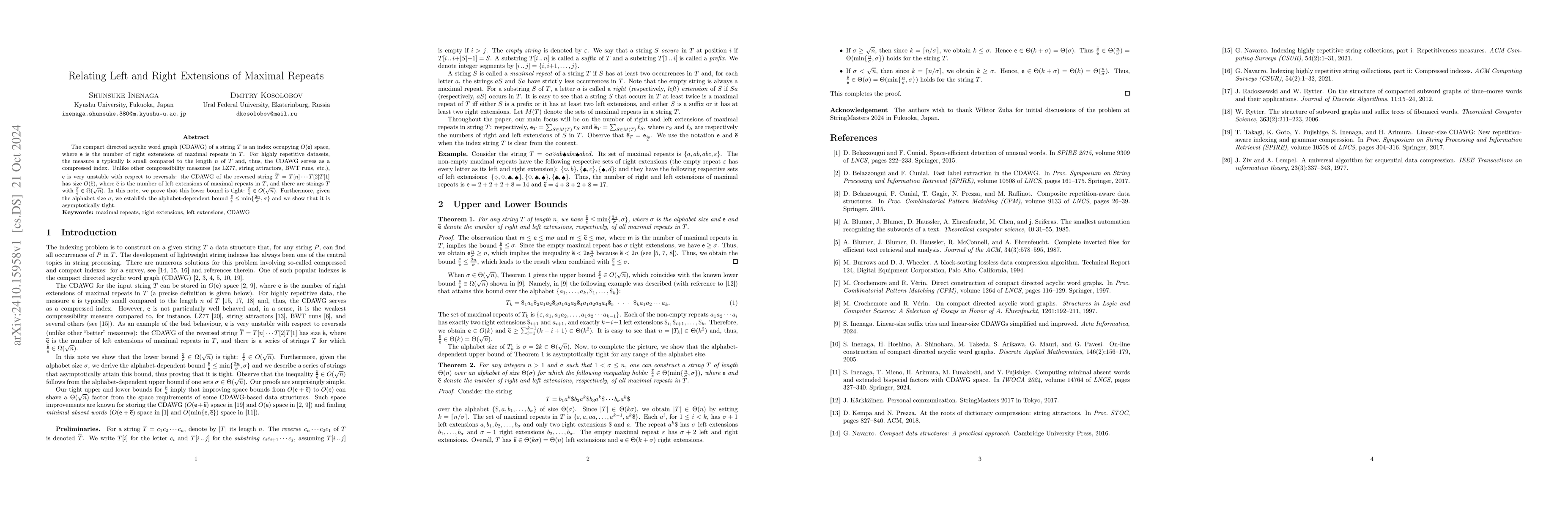 Thumbnail for Relating Left and Right Extensions of Maximal Repeats