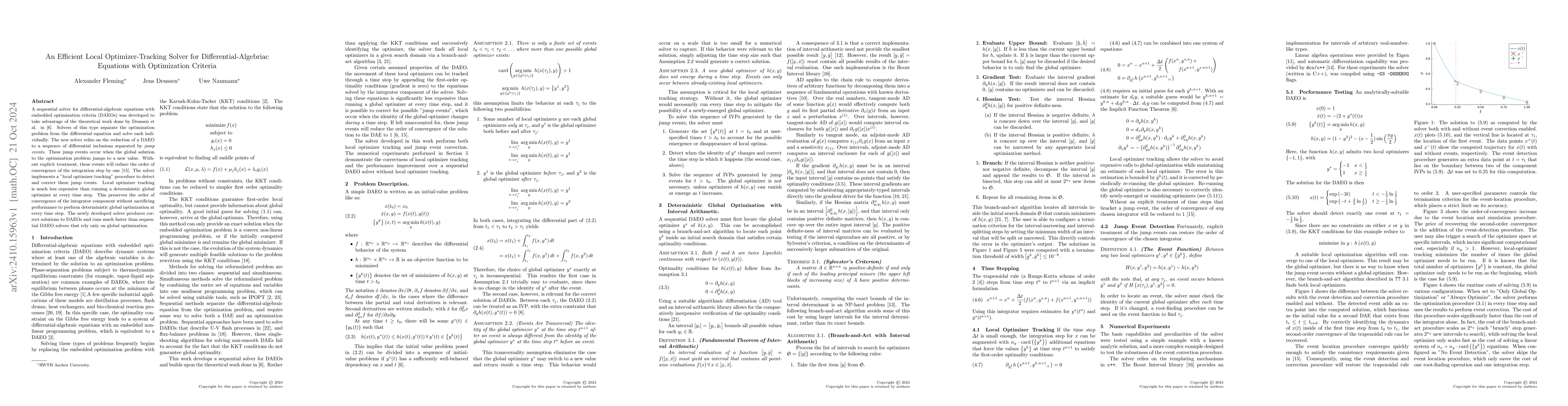 Thumbnail for An Efficient Local Optimizer-Tracking Solver for Differential-Algebriac
  Equations with Optimization Criteria