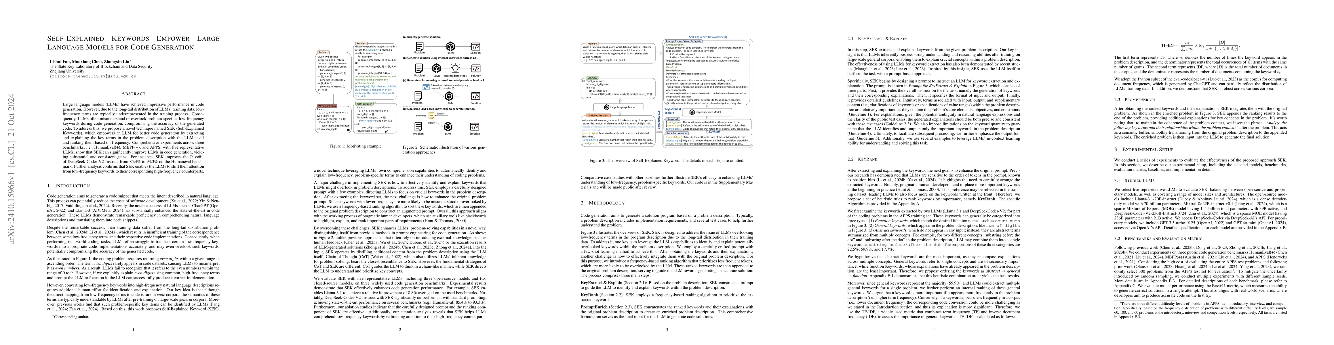 Thumbnail for Self-Explained Keywords Empower Large Language Models for Code
  Generation