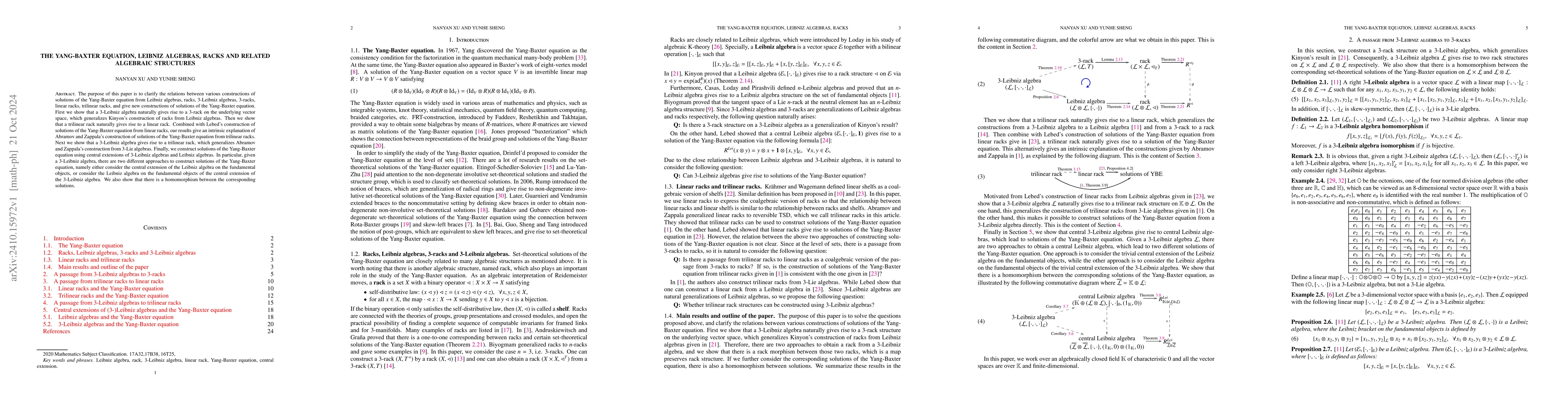 Thumbnail for The Yang-Baxter equation, Leibniz algebras, racks and related algebraic
  structures