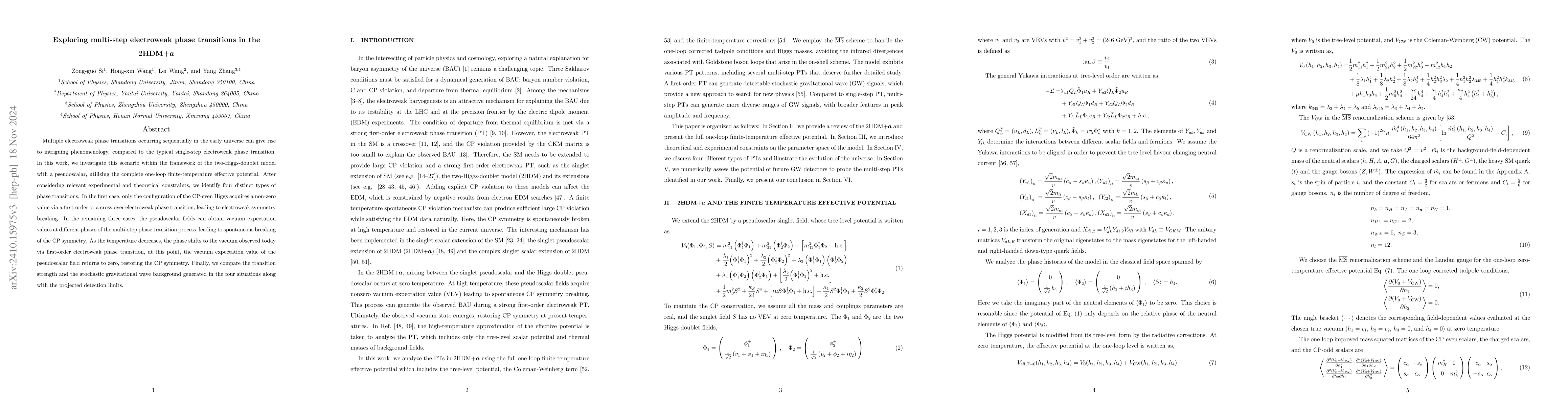Thumbnail for Exploring multi-step electroweak phase transitions in the
  2HDM+$\boldsymbol{a}$