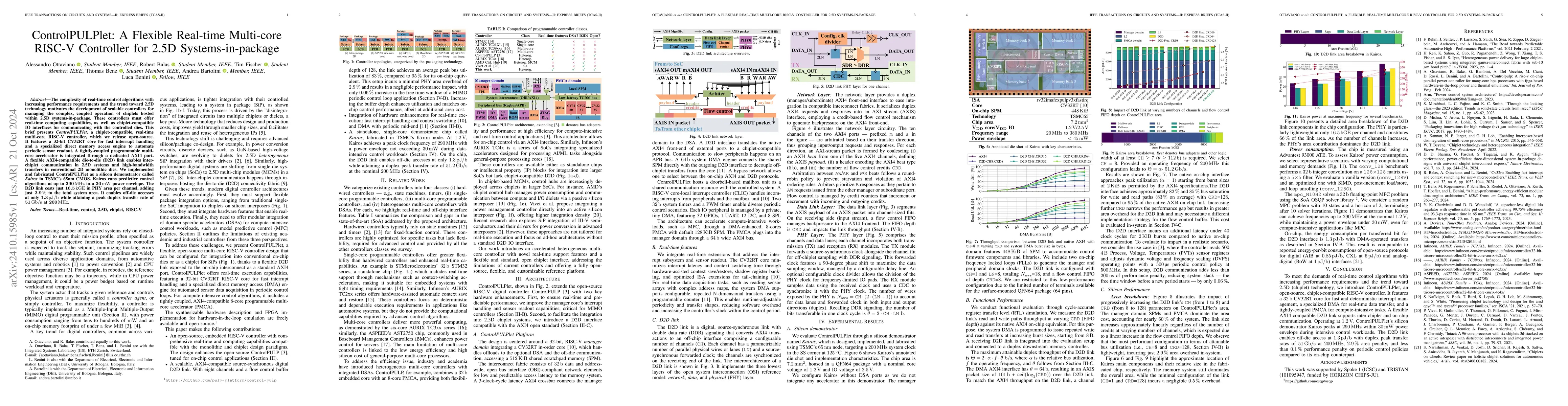 Thumbnail for ControlPULPlet: A Flexible Real-time Multi-core RISC-V Controller for
  2.5D Systems-in-package