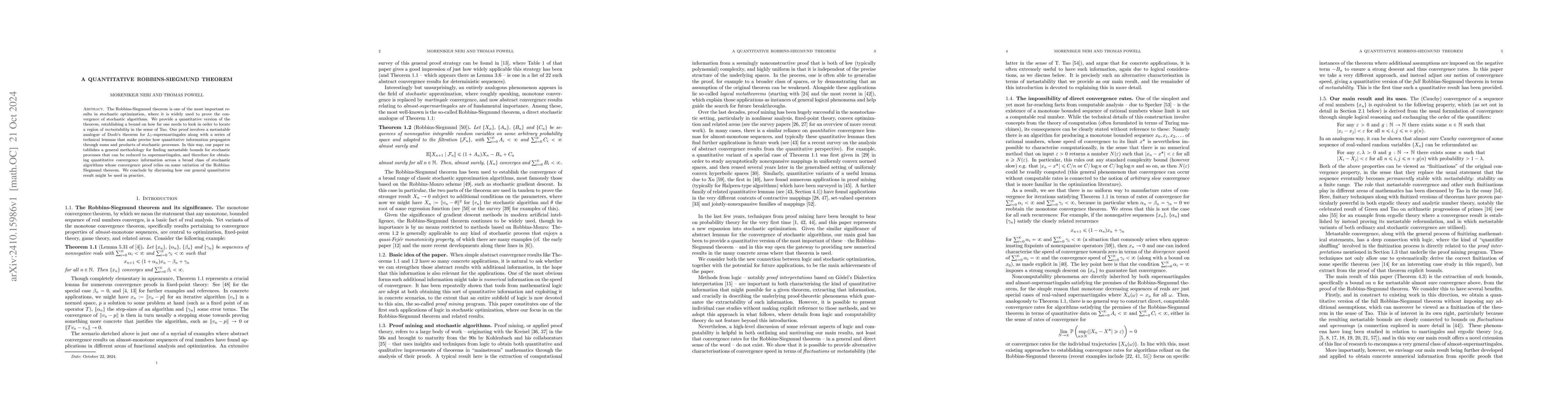 Thumbnail for A quantitative Robbins-Siegmund theorem
