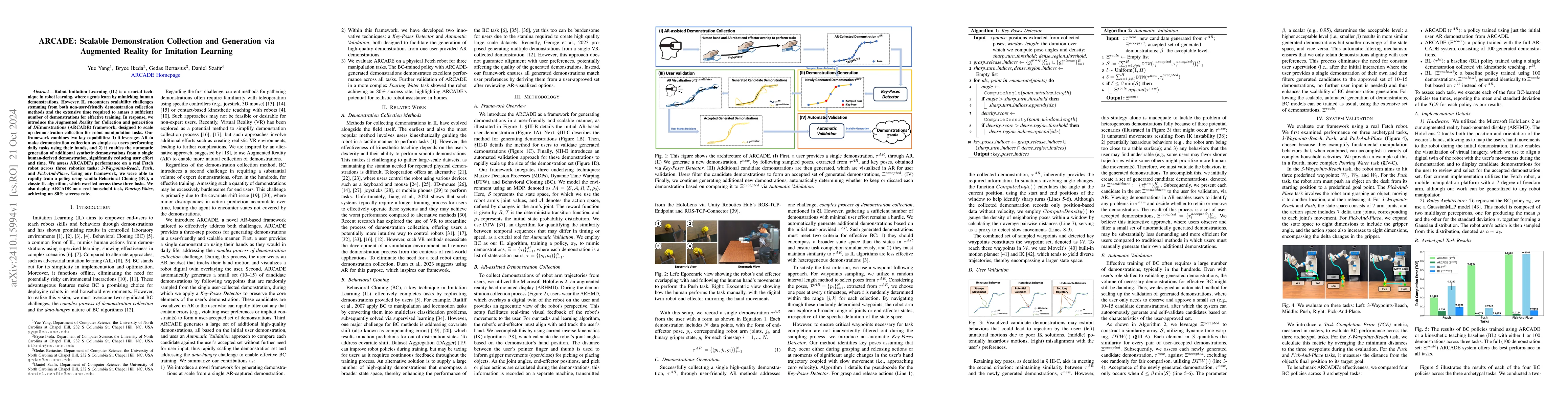 Thumbnail for ARCADE: Scalable Demonstration Collection and Generation via Augmented
  Reality for Imitation Learning