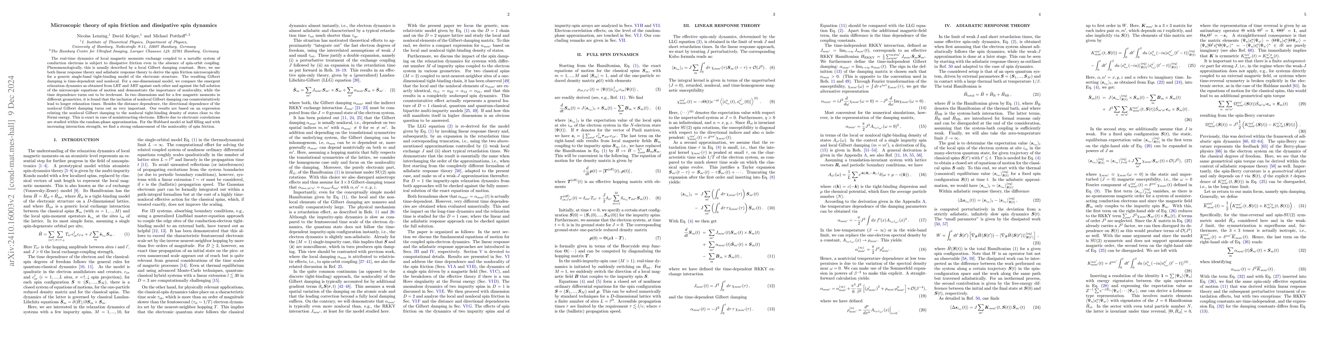 Thumbnail for Microscopic theory of spin friction and dissipative spin dynamics