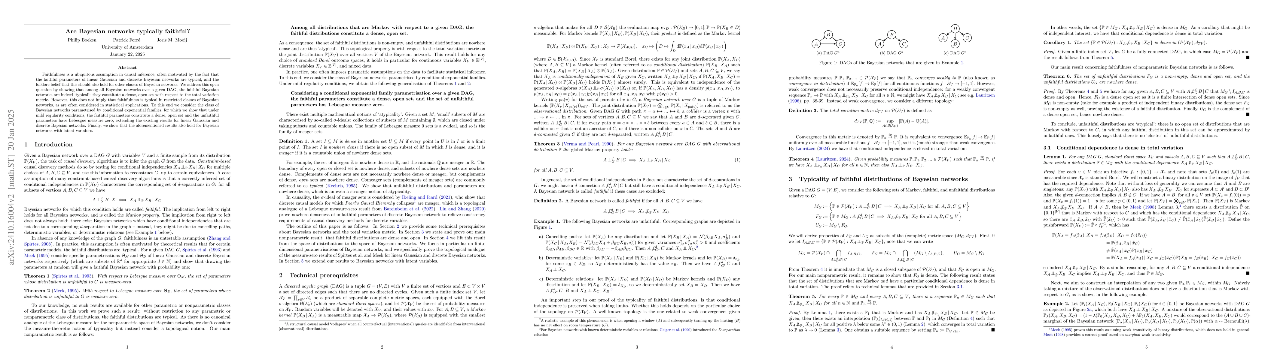 Thumbnail for Nonparametric Bayesian networks are typically faithful in the total
  variation metric