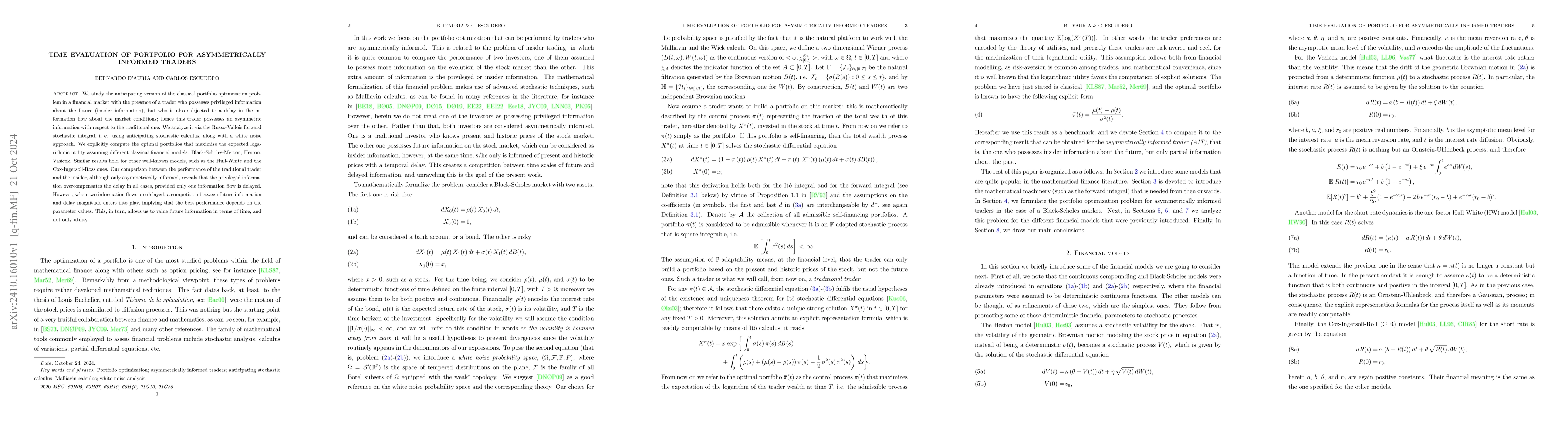 Thumbnail for Time evaluation of portfolio for asymmetrically informed traders