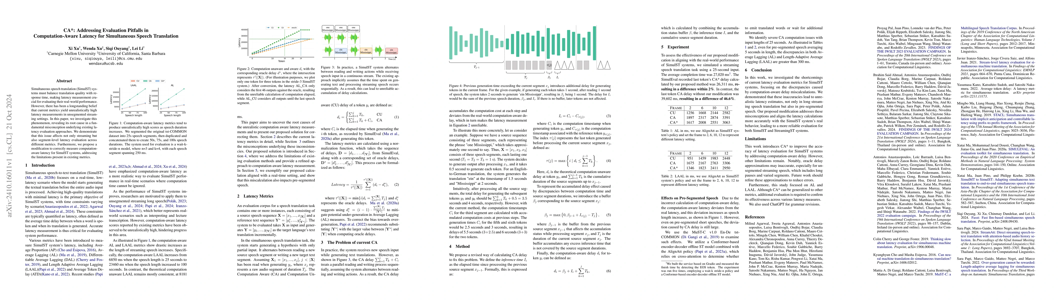 Thumbnail for CA*: Addressing Evaluation Pitfalls in Computation-Aware Latency for
  Simultaneous Speech Translation