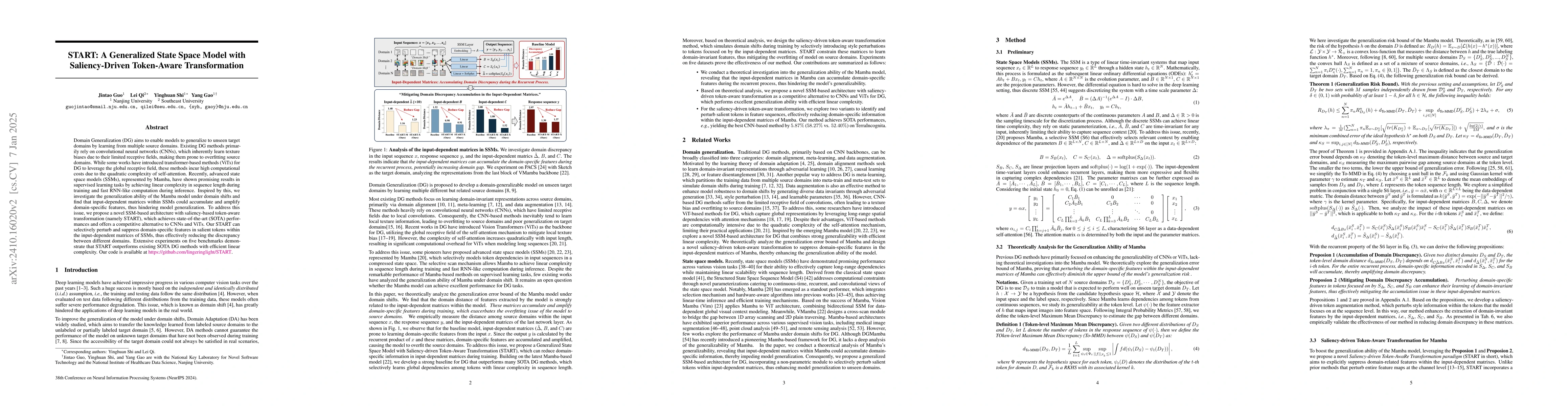 Thumbnail for START: A Generalized State Space Model with Saliency-Driven Token-Aware
  Transformation