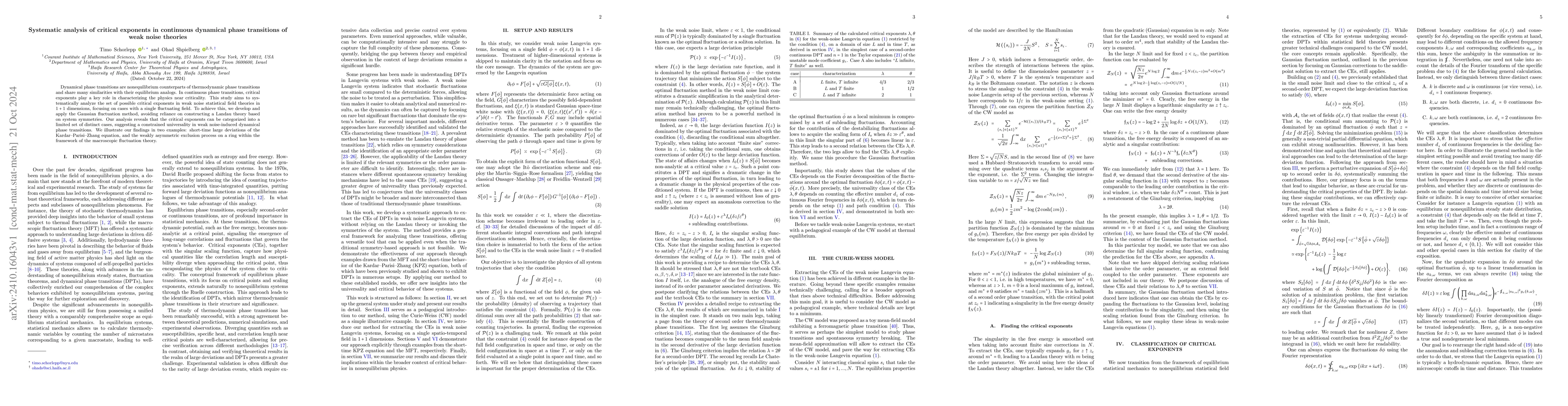 Thumbnail for Systematic analysis of critical exponents in continuous dynamical phase
  transitions of weak noise theories