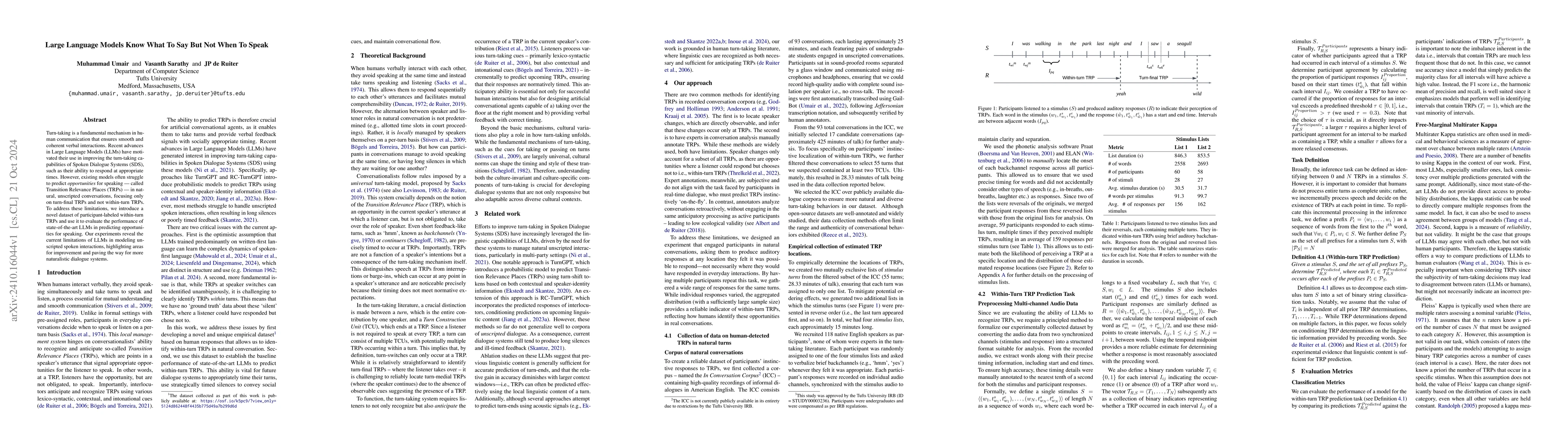 Thumbnail for Large Language Models Know What To Say But Not When To Speak