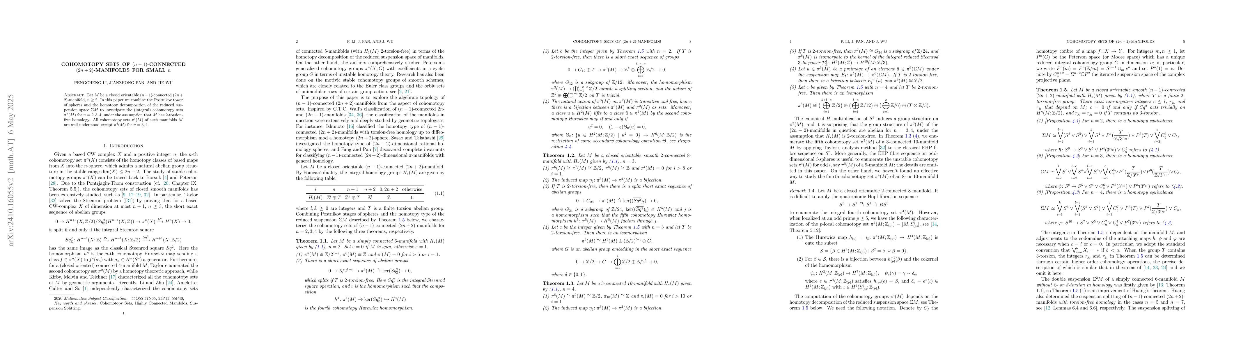 Thumbnail for Cohomotopy Sets of $(n-1)$-connected $(2n+2)$-manifolds for small $n$