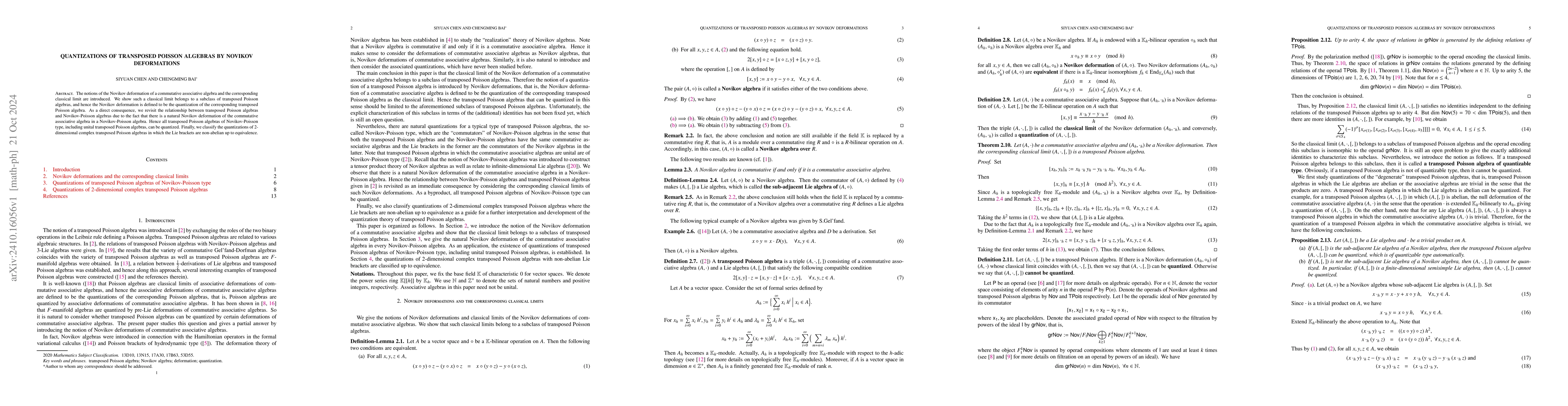 Thumbnail for Quantizations of transposed Poisson algebras by Novikov deformations