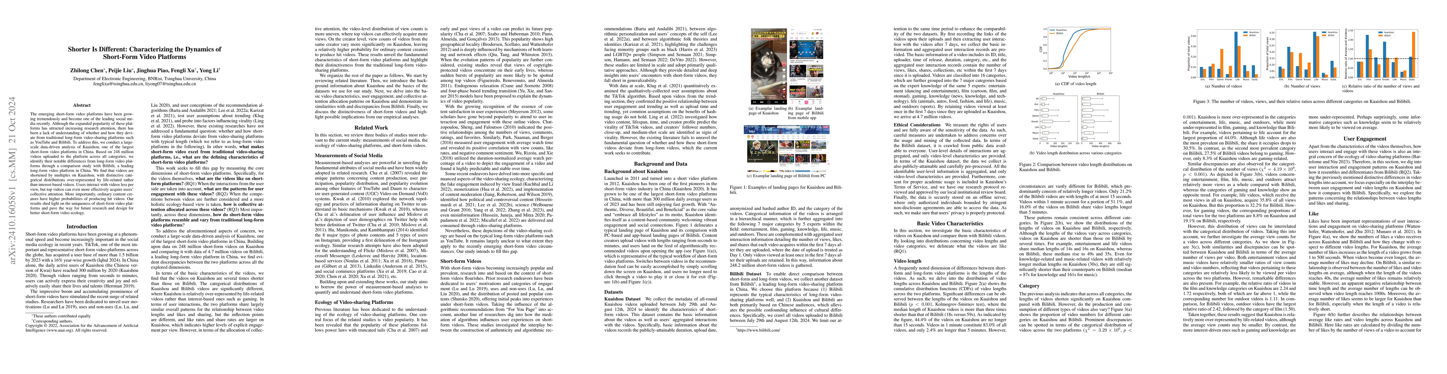 Thumbnail for Shorter Is Different: Characterizing the Dynamics of Short-Form Video
  Platforms