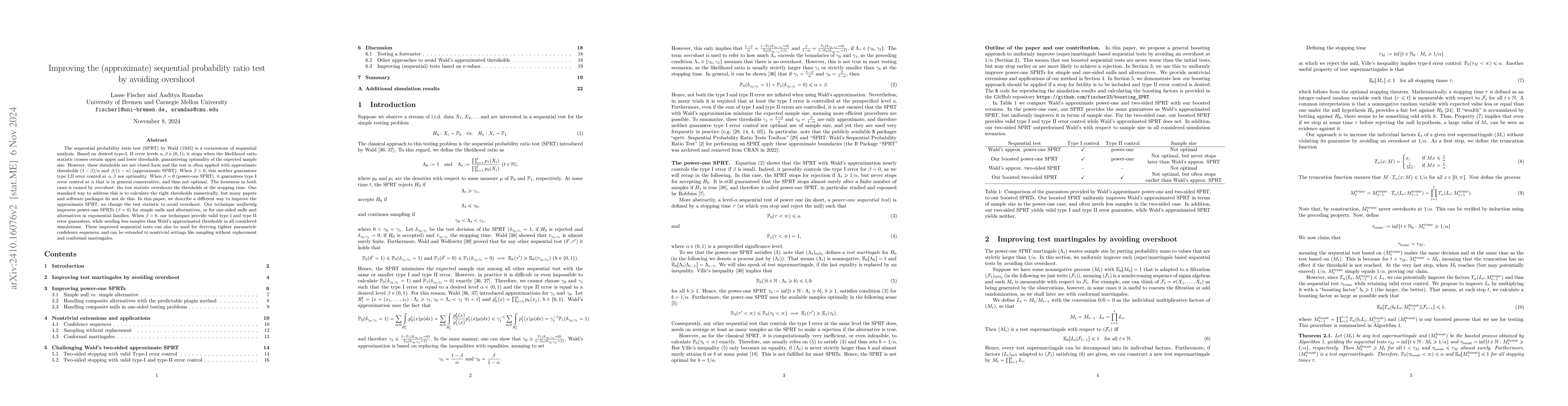 Thumbnail for Improving the (approximate) sequential probability ratio test by
  avoiding overshoot
