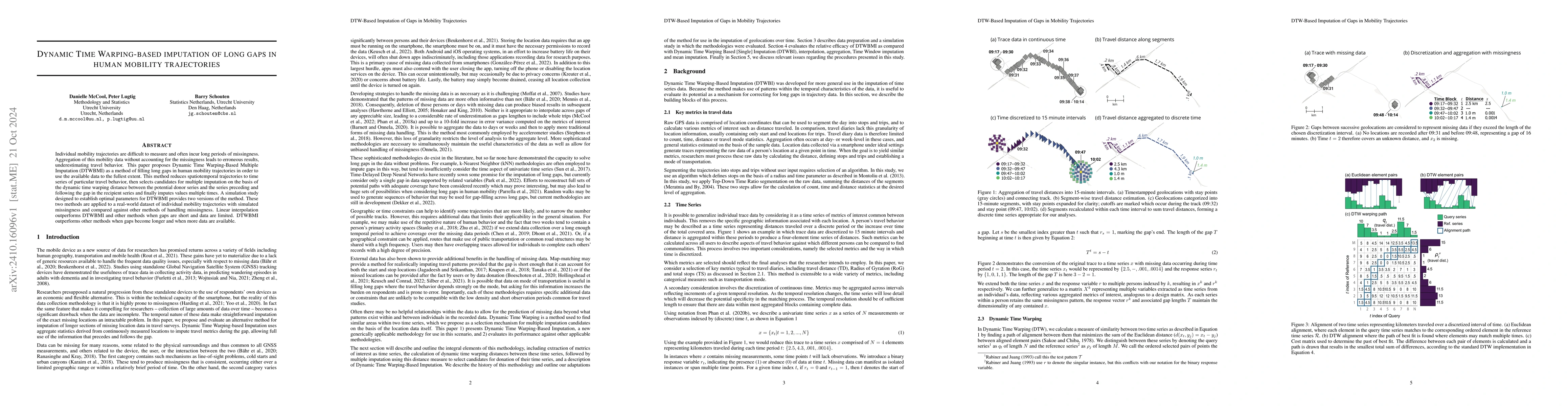 Thumbnail for Dynamic Time Warping-based imputation of long gaps in human mobility
  trajectories