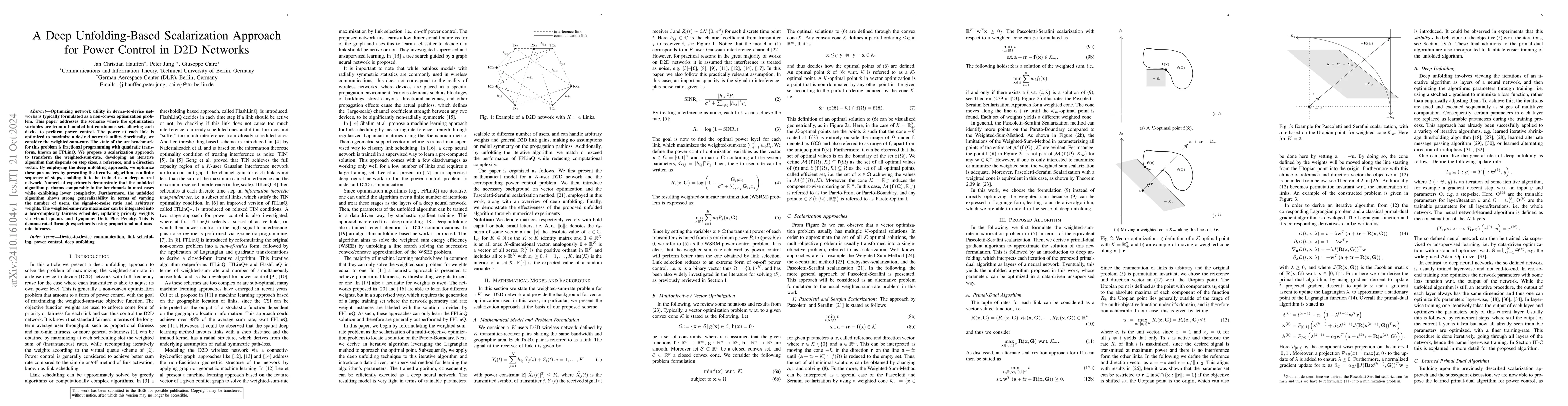 Thumbnail for A Deep Unfolding-Based Scalarization Approach for Power Control in D2D
  Networks