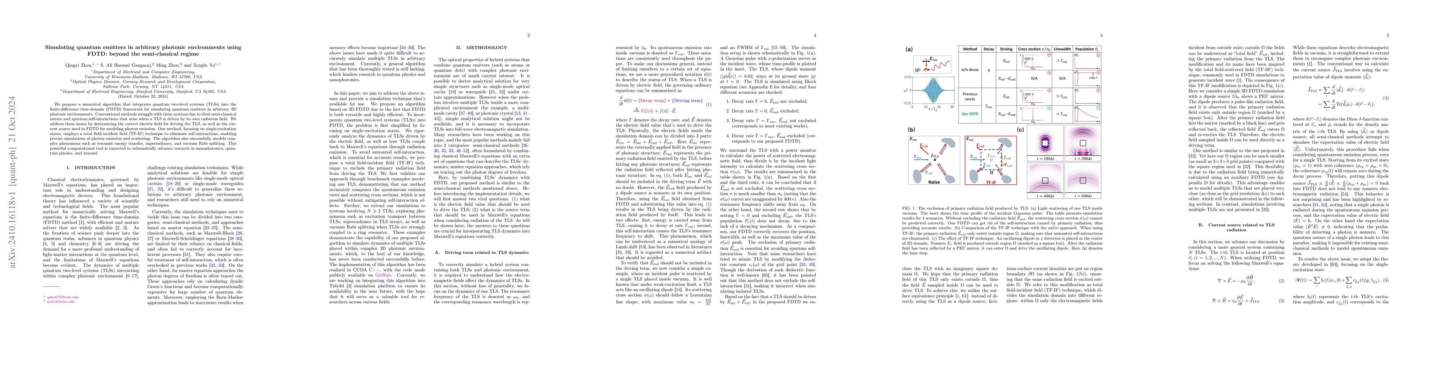 Thumbnail for Simulating quantum emitters in arbitrary photonic environments using
  FDTD: beyond the semi-classical regime