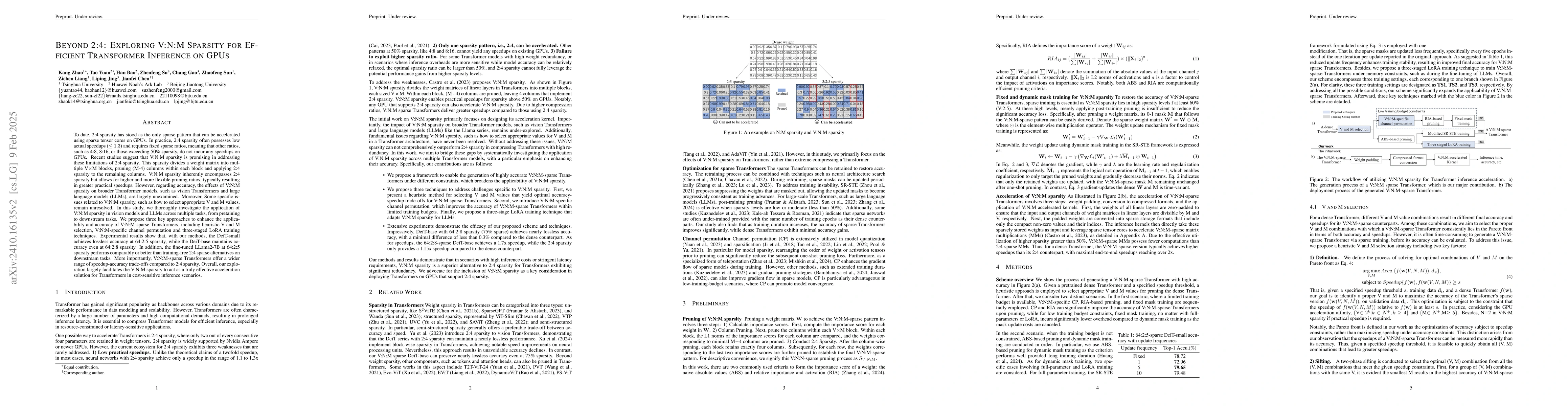 Thumbnail for Beyond 2:4: exploring V:N:M sparsity for efficient transformer inference
  on GPUs