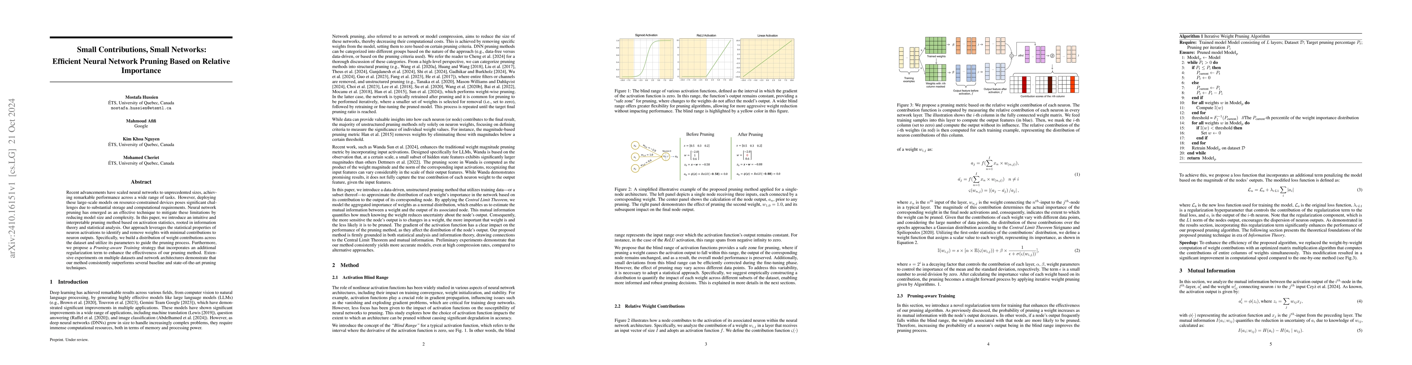 Thumbnail for Small Contributions, Small Networks: Efficient Neural Network Pruning
  Based on Relative Importance