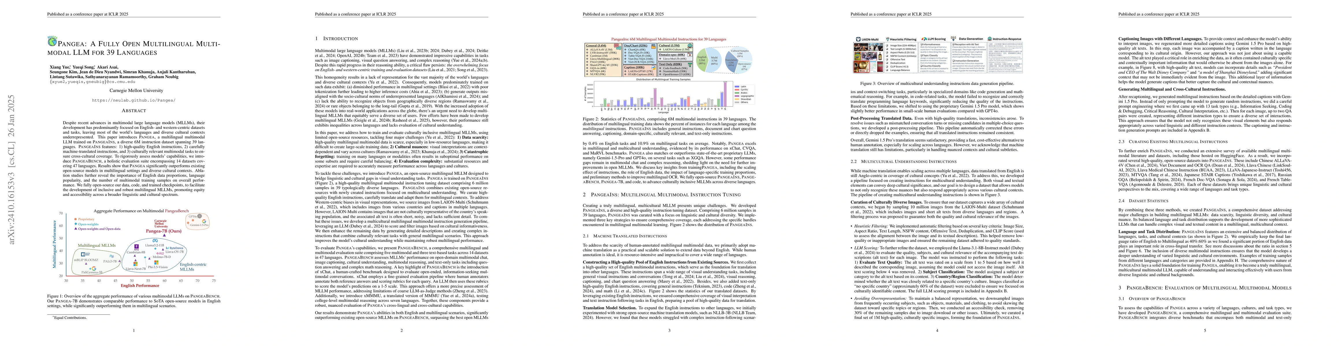 Thumbnail for Pangea: A Fully Open Multilingual Multimodal LLM for 39 Languages