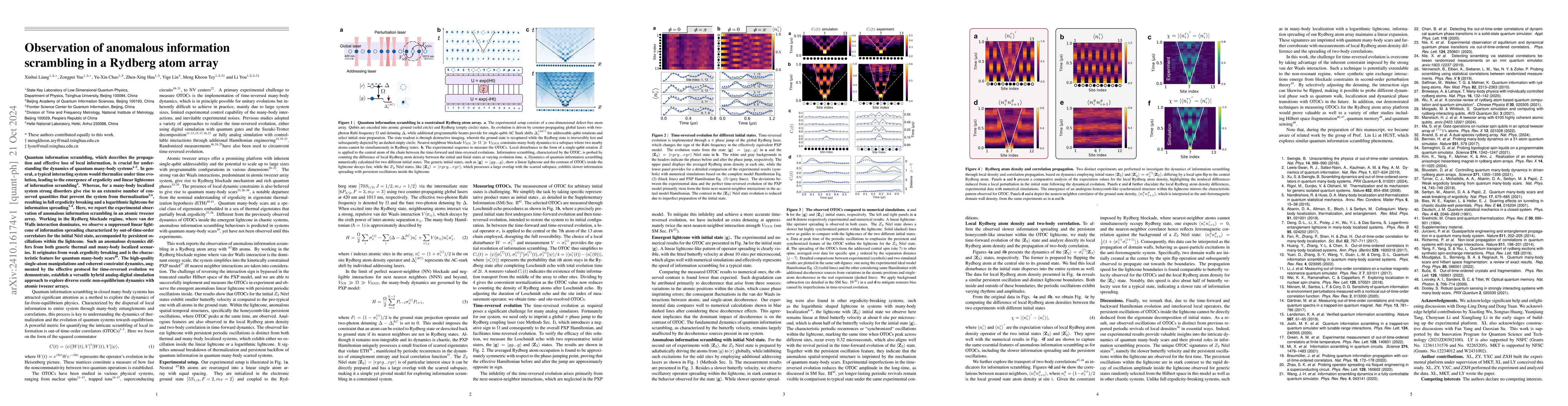 Thumbnail for Observation of anomalous information scrambling in a Rydberg atom array