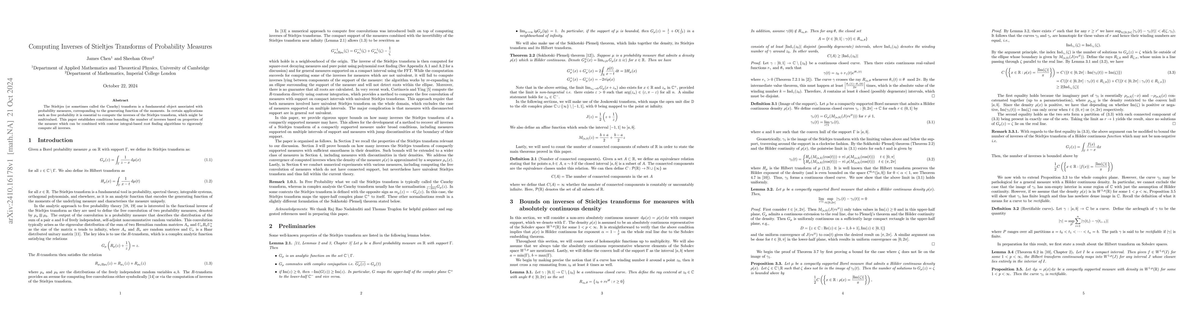 Thumbnail for Computing Inverses of Stieltjes Transforms of Probability Measures