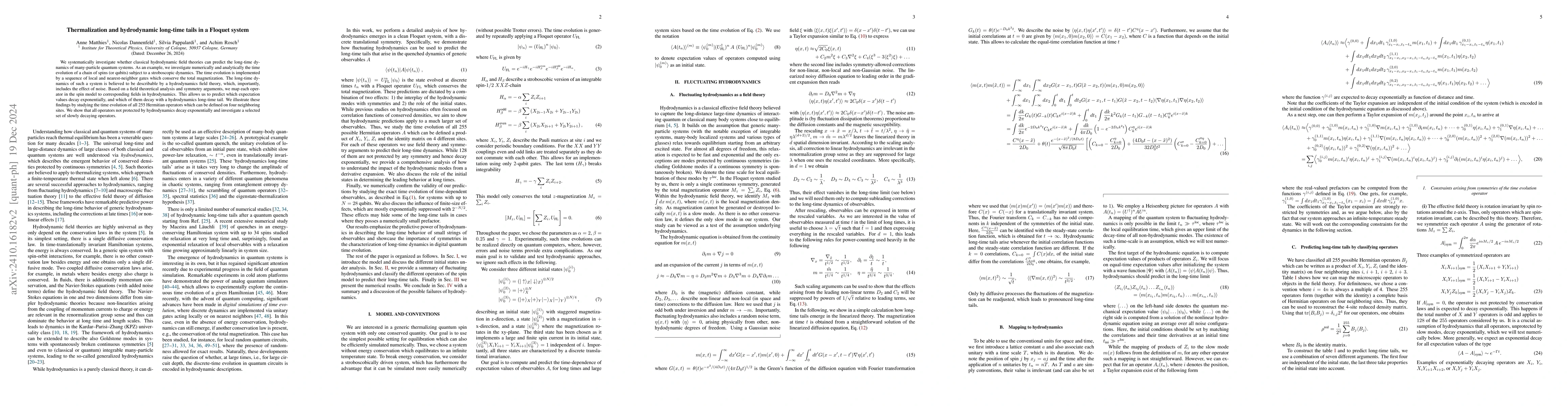 Thumbnail for Thermalization and hydrodynamic long-time tails in a Floquet system