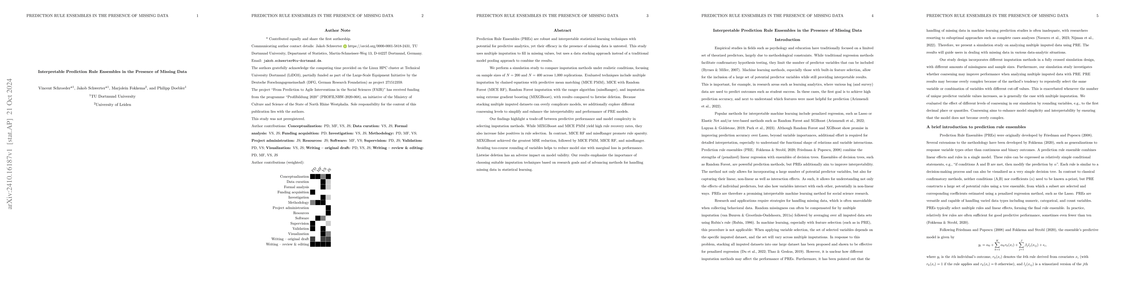 Thumbnail for Interpretable Prediction Rule Ensembles in the Presence of Missing Data