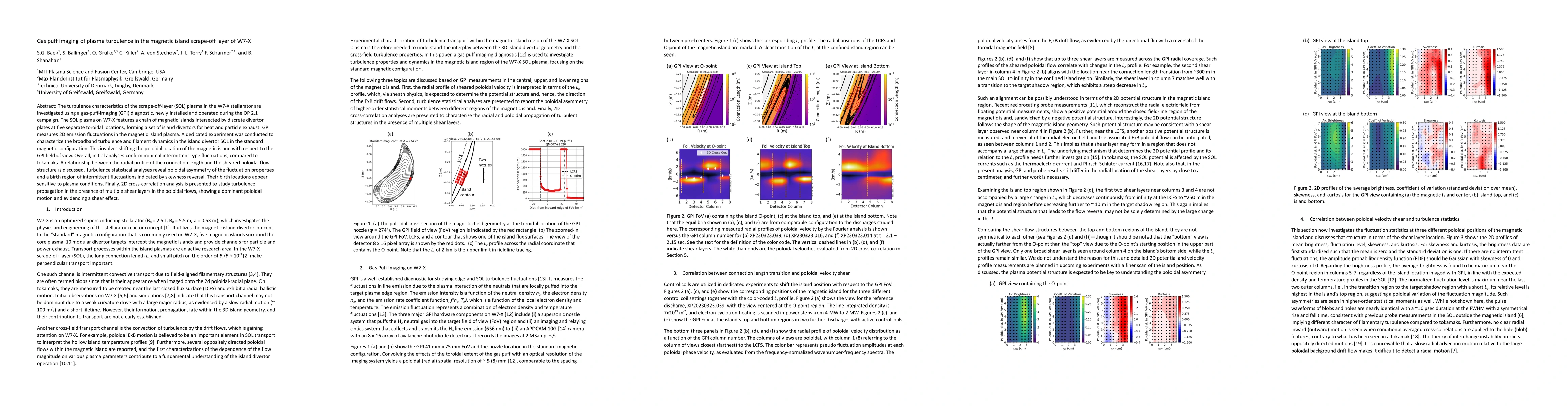 Thumbnail for Gas puff imaging of plasma turbulence in the magnetic island scrape-off
  layer of W7-X