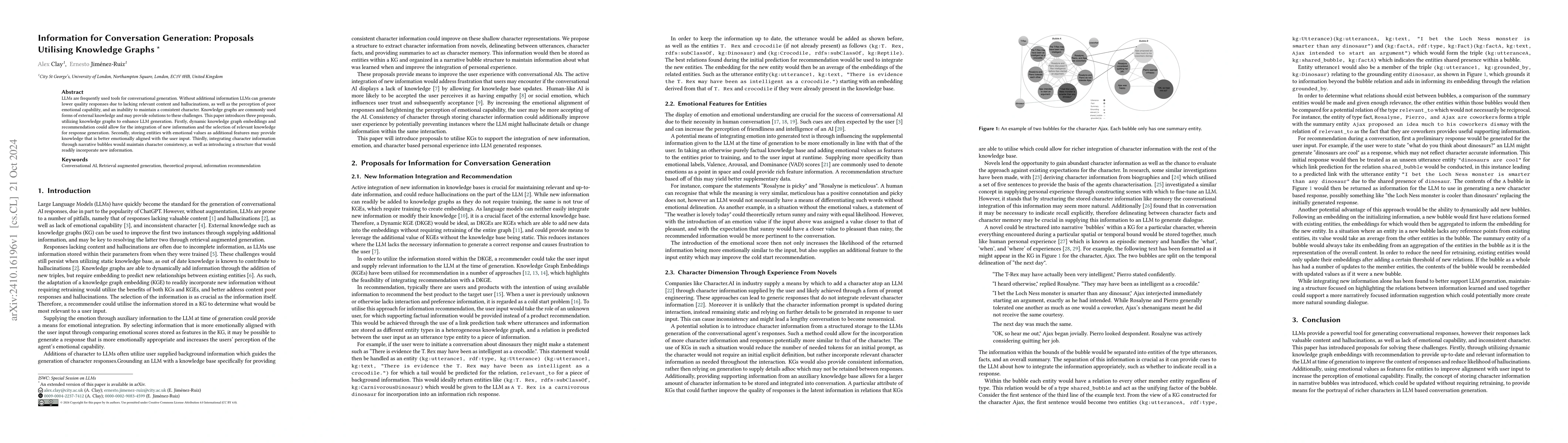 Thumbnail for Information for Conversation Generation: Proposals Utilising Knowledge
  Graphs
