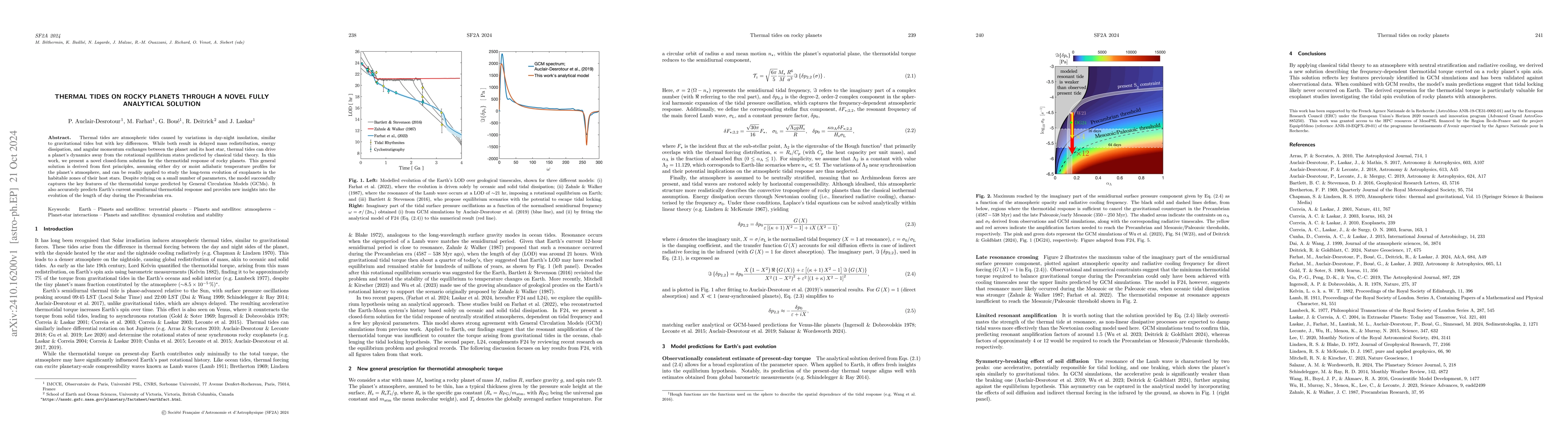 Thumbnail for Thermal tides on rocky planets through a novel fully analytical solution