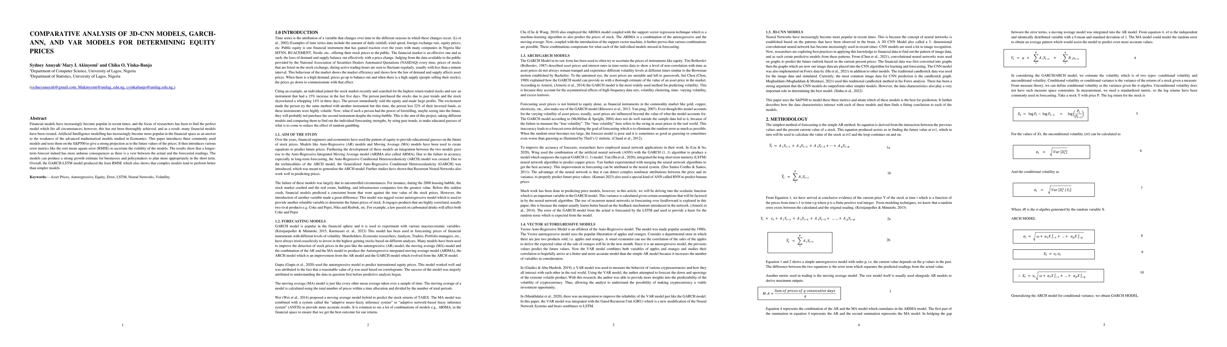 Thumbnail for Comparative analysis of 3D-CNN models, GARCH-ANN, and VAR models for
  determining equity prices