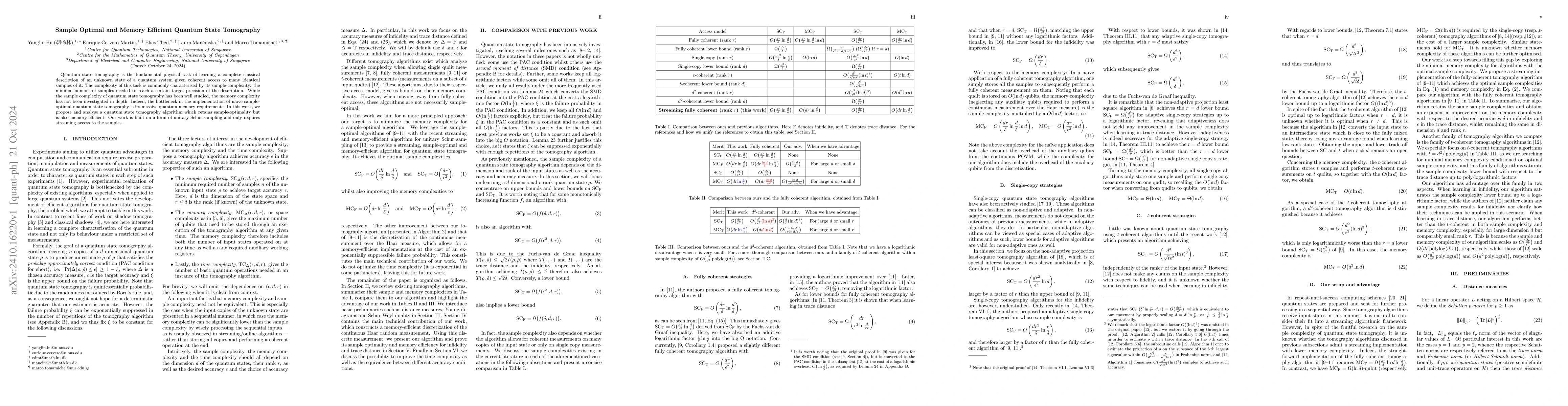 Thumbnail for Sample Optimal and Memory Efficient Quantum State Tomography