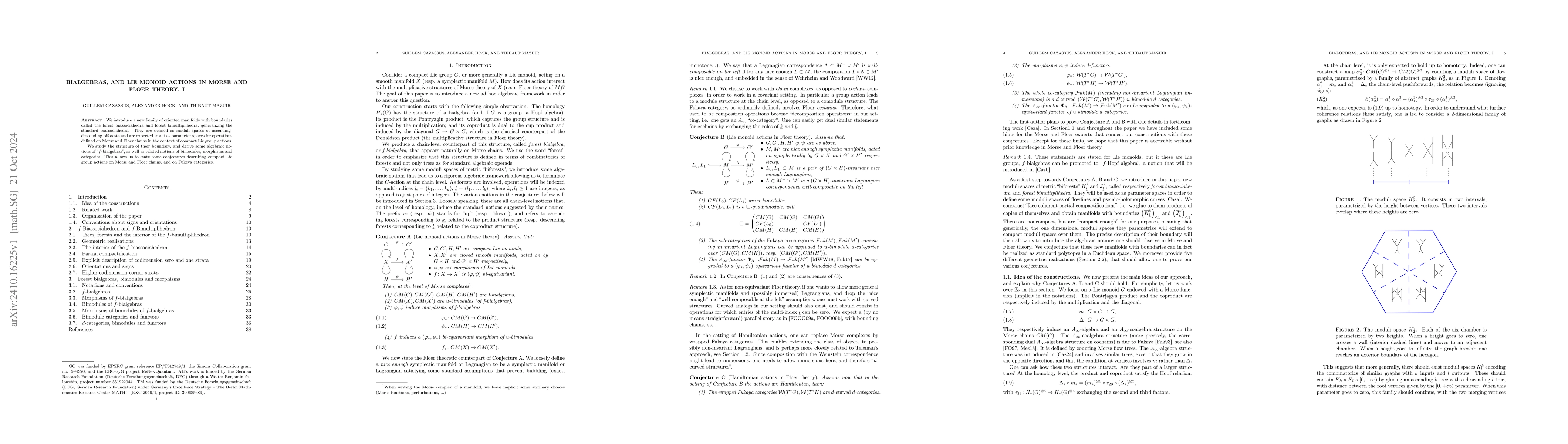 Thumbnail for Bialgebras, and Lie monoid actions in Morse and Floer theory, I