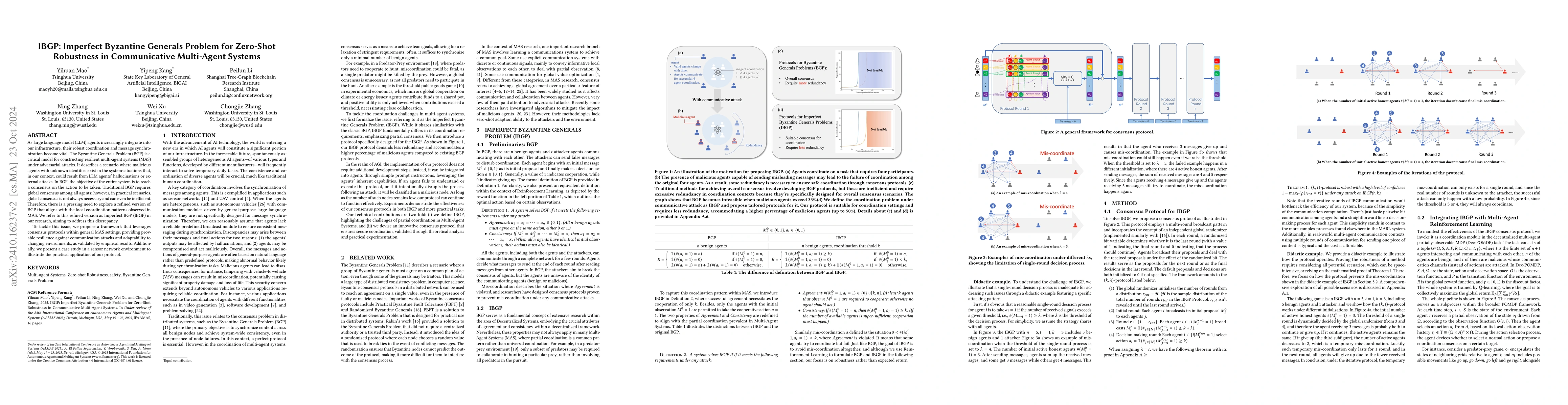 Thumbnail for IBGP: Imperfect Byzantine Generals Problem for Zero-Shot Robustness in
  Communicative Multi-Agent Systems