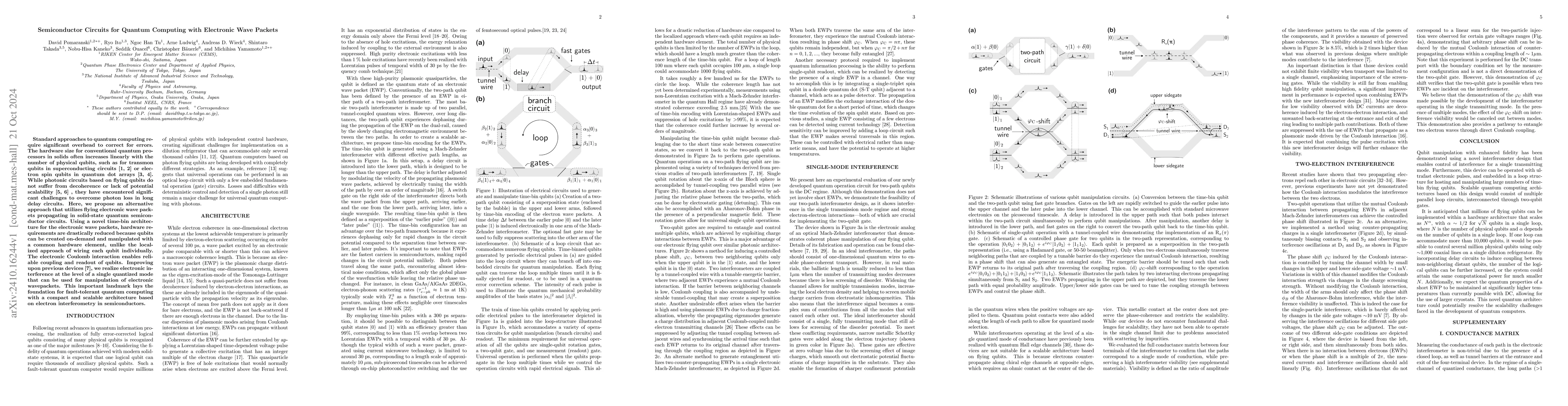 Thumbnail for Semiconductor Circuits for Quantum Computing with Electronic Wave
  Packets